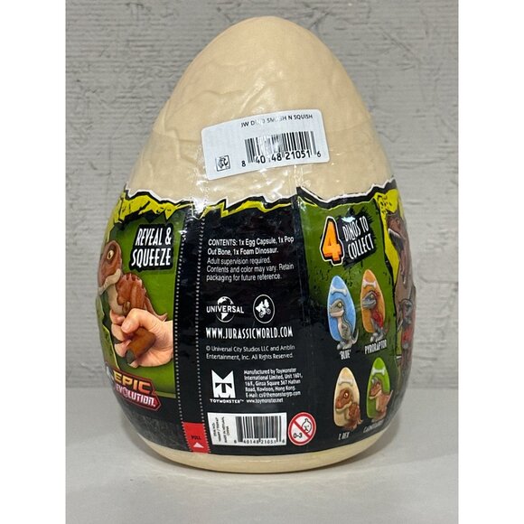 Jurassic World Dino Smash N Squish Egg Toy With Pop-Out Dino Bone & Collectible - Picture 2 of 2